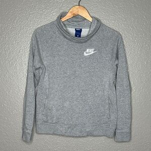Nike Kids Funnel Neck Club Fleece Sweatshirt Gray Large